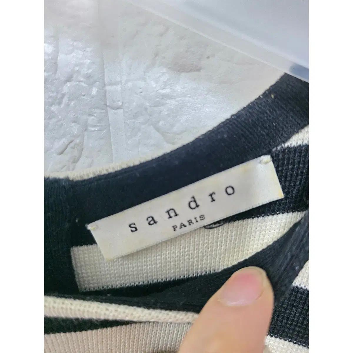 S 산드로 SANDRO 스트라이프 집업 크롭 니트 C945 3