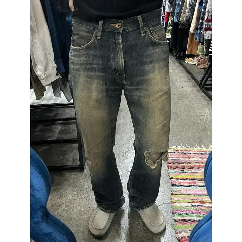 에드윈 재팬 505zx 오렌지탭 셀비지 디스 워시드 데님팬츠 Made in JAPAN 2