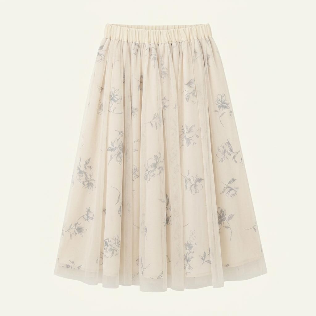 어스뮤직 JPN 플라워 레이스 스커트 치마 1
