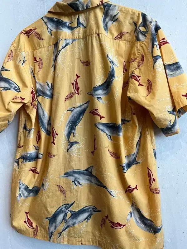 Karl Helmut 칼헬무트 돌고래 알로하 셔츠 Made in JAPAN 6