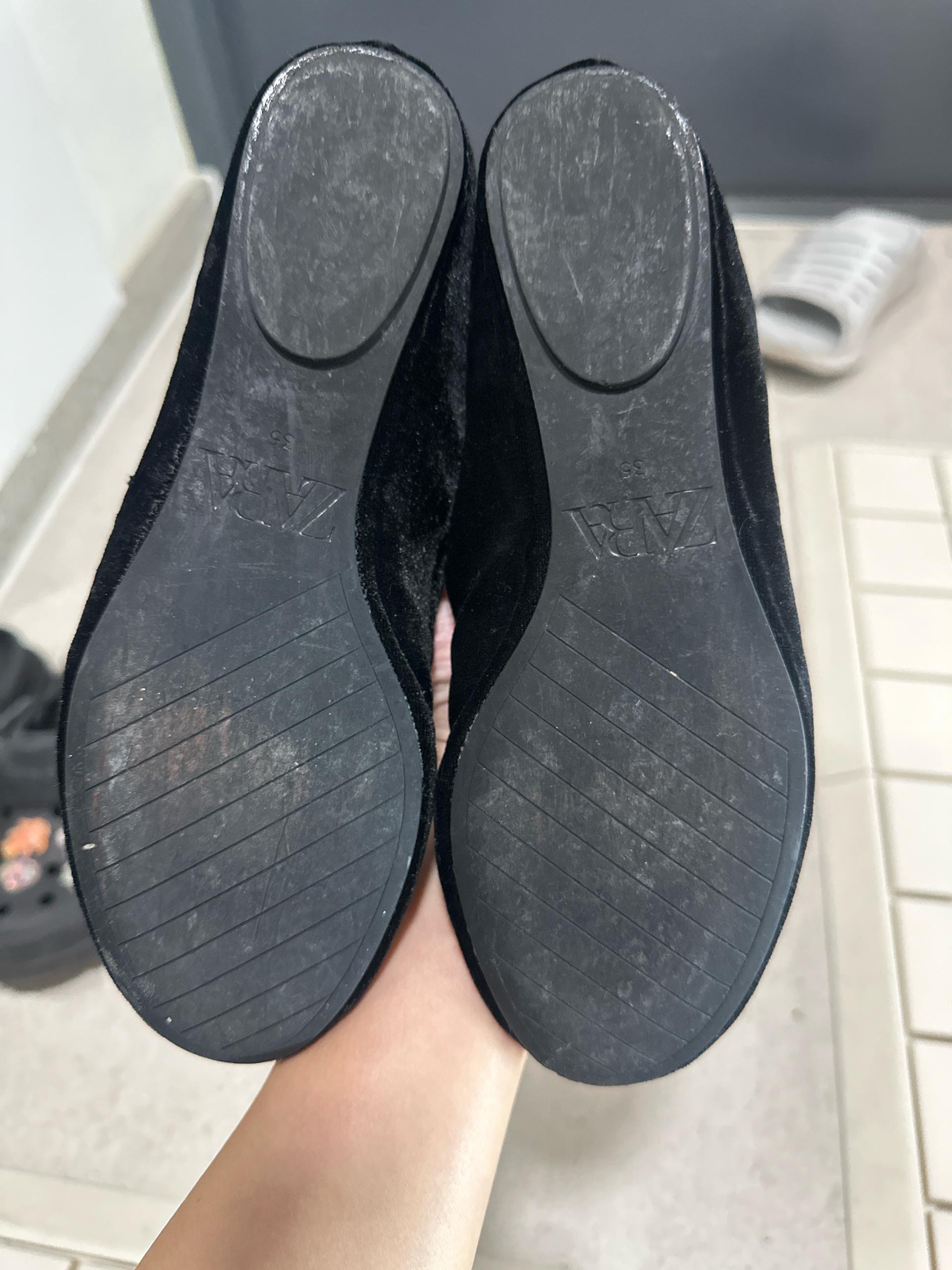 [ZARA] 자라 벨벳 메리제인 플랫슈즈 블랙 6