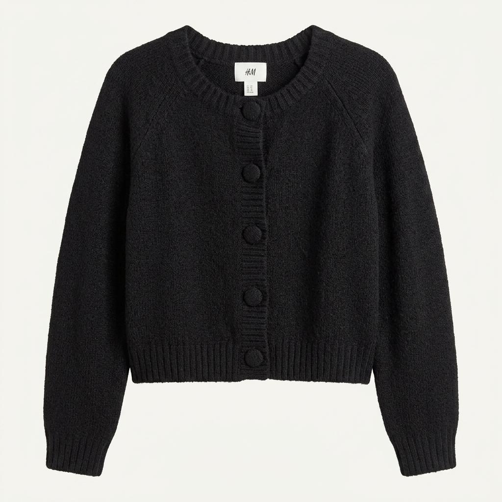 H&M 에이치앤엠 라운드넥 니트 가디건 블랙 1