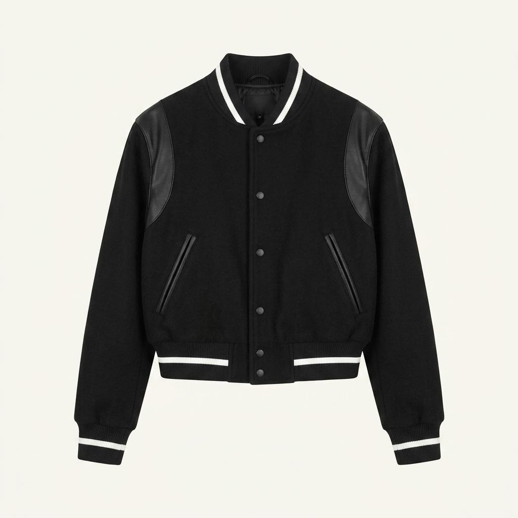 탑텐 여성 배색 바시티 재킷 블랙 1