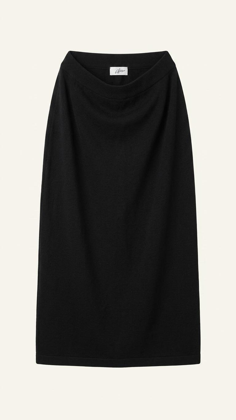 카루소 니트 롱 스커트 블랙 1