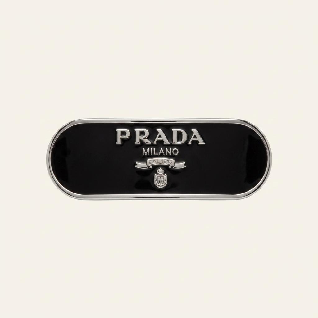 [PRADA] 프라다 로고 에나멜 헤어핀 블랙