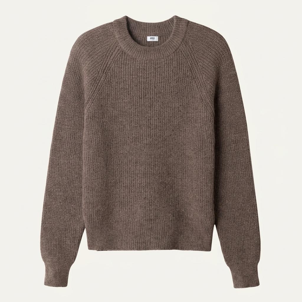 SPAO 스파오 래글런 하찌 라운드 니트 브라운 1