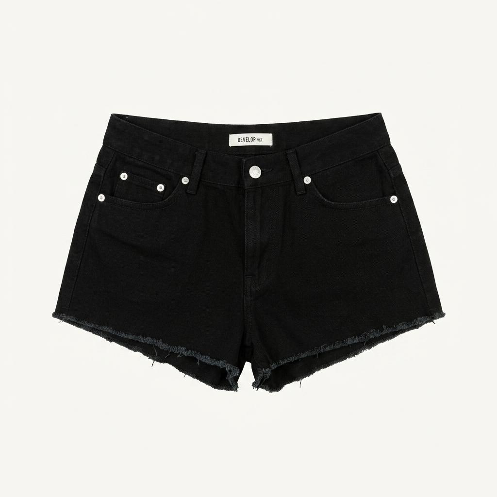 디벨롭 하트 레터링 블랙 데님 반바지 1