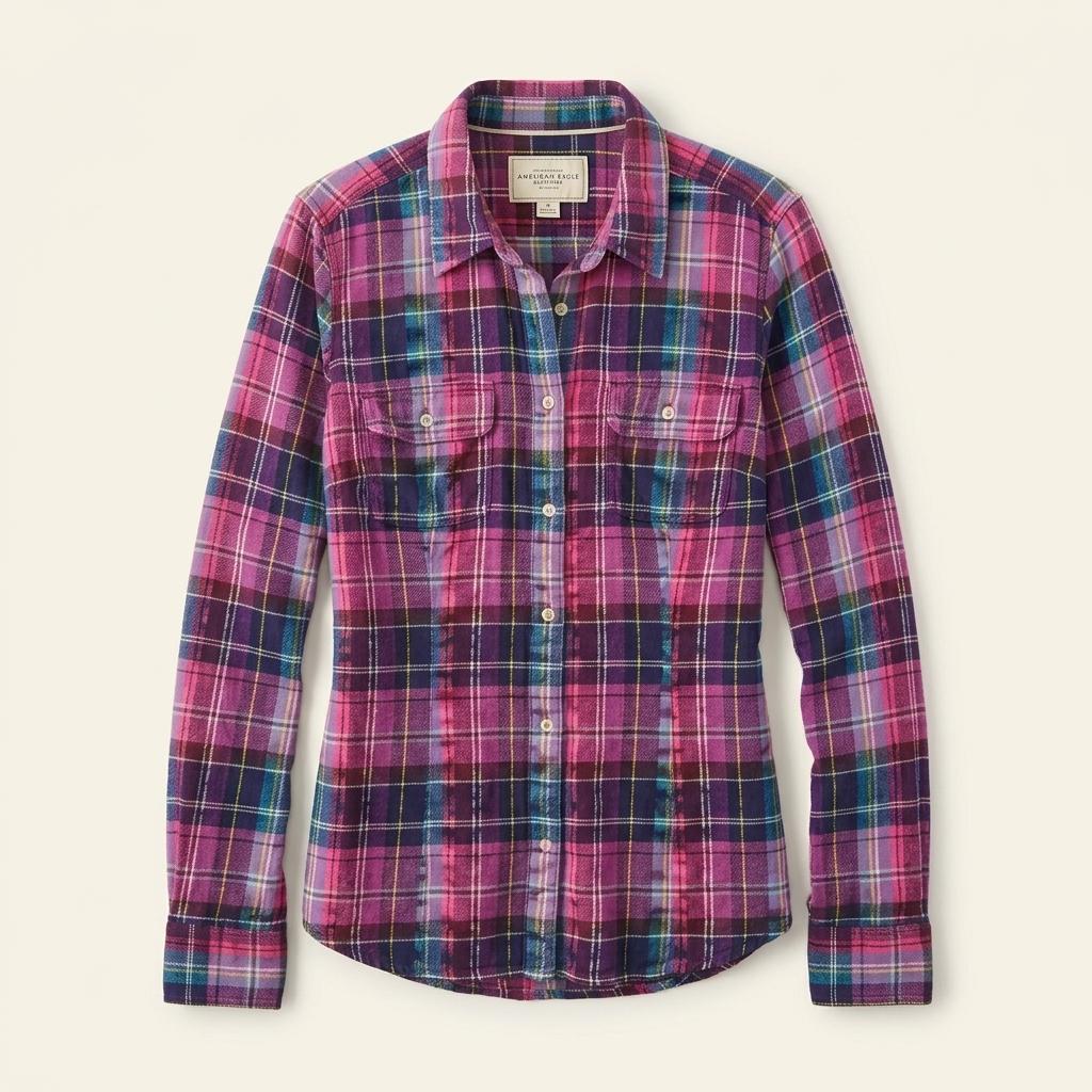 American Eagle Outfitters 핑크 체크 셔츠 (248 1