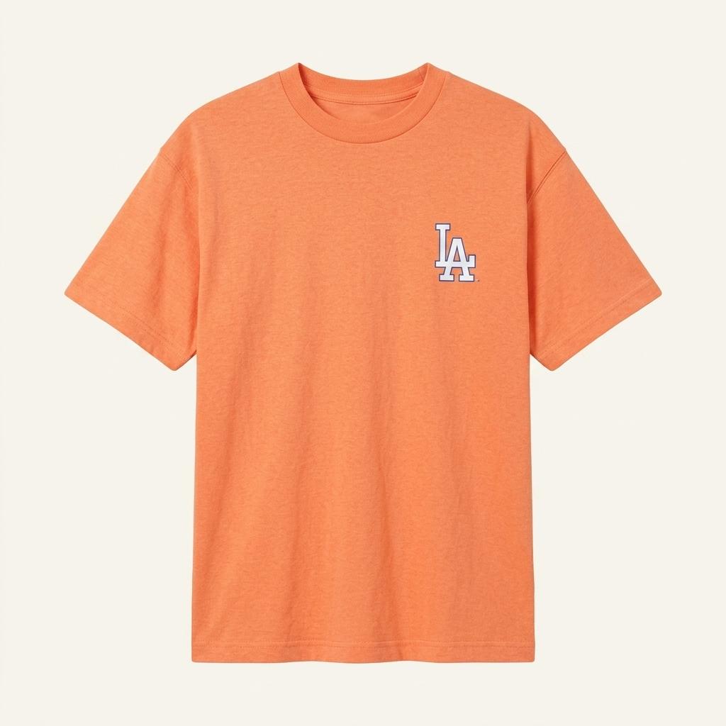 MLB LA 다저스 로고 오렌지 반팔 티셔츠