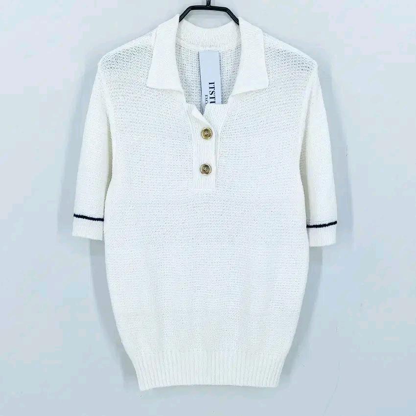 잇미샤 여성 여름 카라반팔 니트티 아이보리55 (HU45472) 2