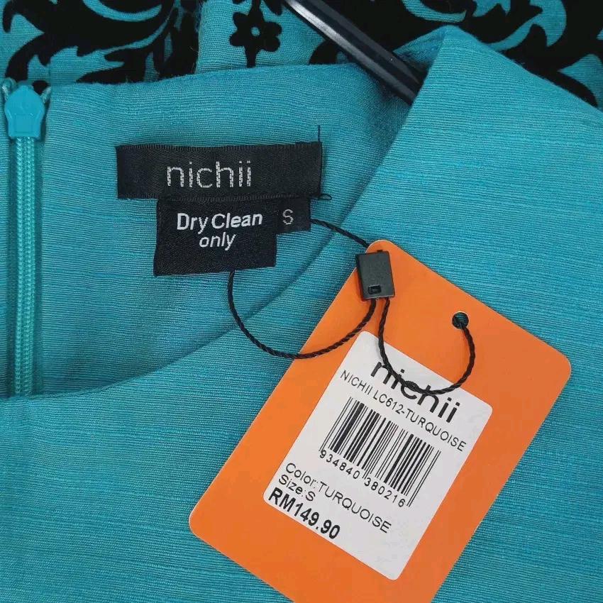NICHII 여성 춘하 벨벳문양 미니원피스 터콰이즈 (HU45518) 5