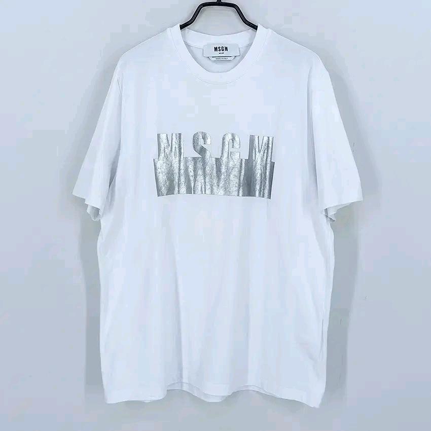 MSGM 여성 로고은박 반팔티 화이트M (HU45538) 2
