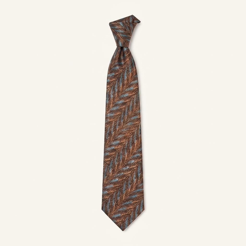 미쏘니 브라운 멀티컬러 헤링본 패턴 넥타이 8.7cm S~A+등급 e1626 1