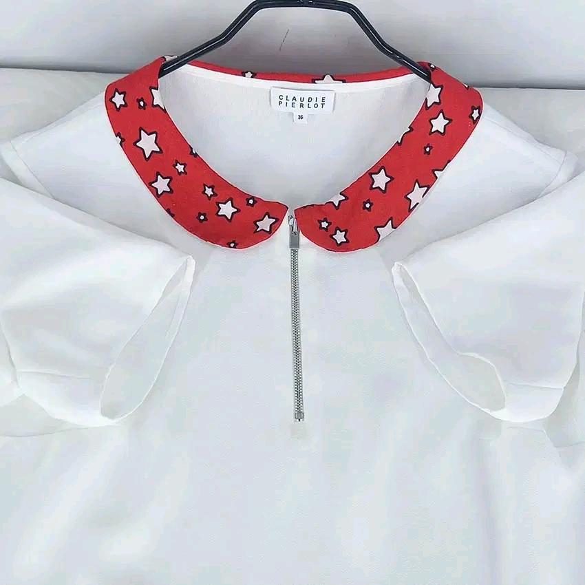 끌로디피에로 여성 쉬폰 반팔블라우스 화이트 (HU33753) 6
