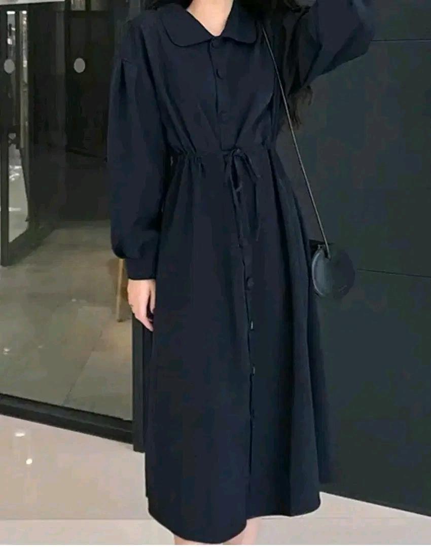 L8 네이비 셔츠형 롱 원피스 2