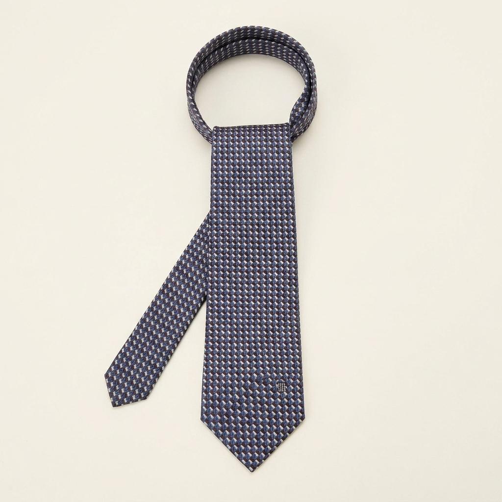 닥스 실크 블루·브라운 기하 체크 넥타이 8cm A+등급 k3186