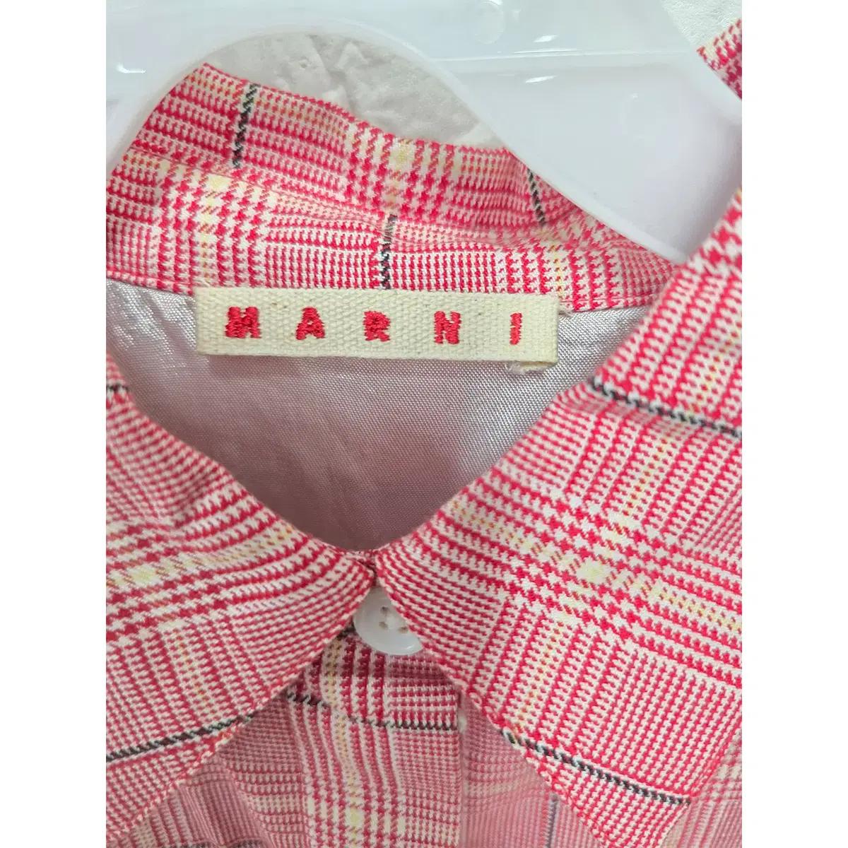S 21s 마르니 MARNI 핑크 체크패턴 플레어 원피스 3