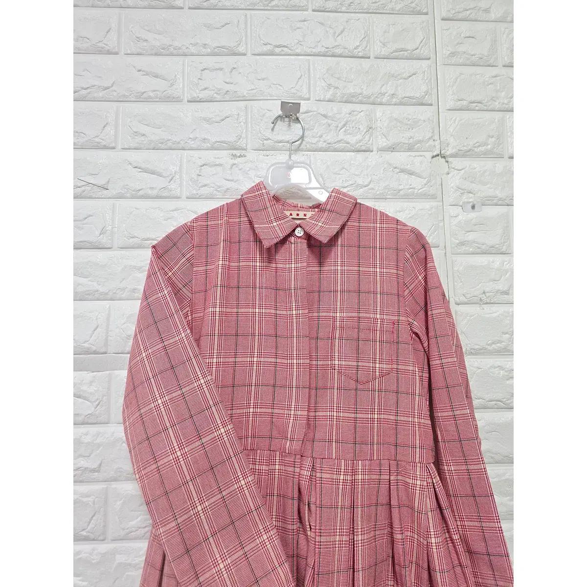 S 21s 마르니 MARNI 핑크 체크패턴 플레어 원피스 6