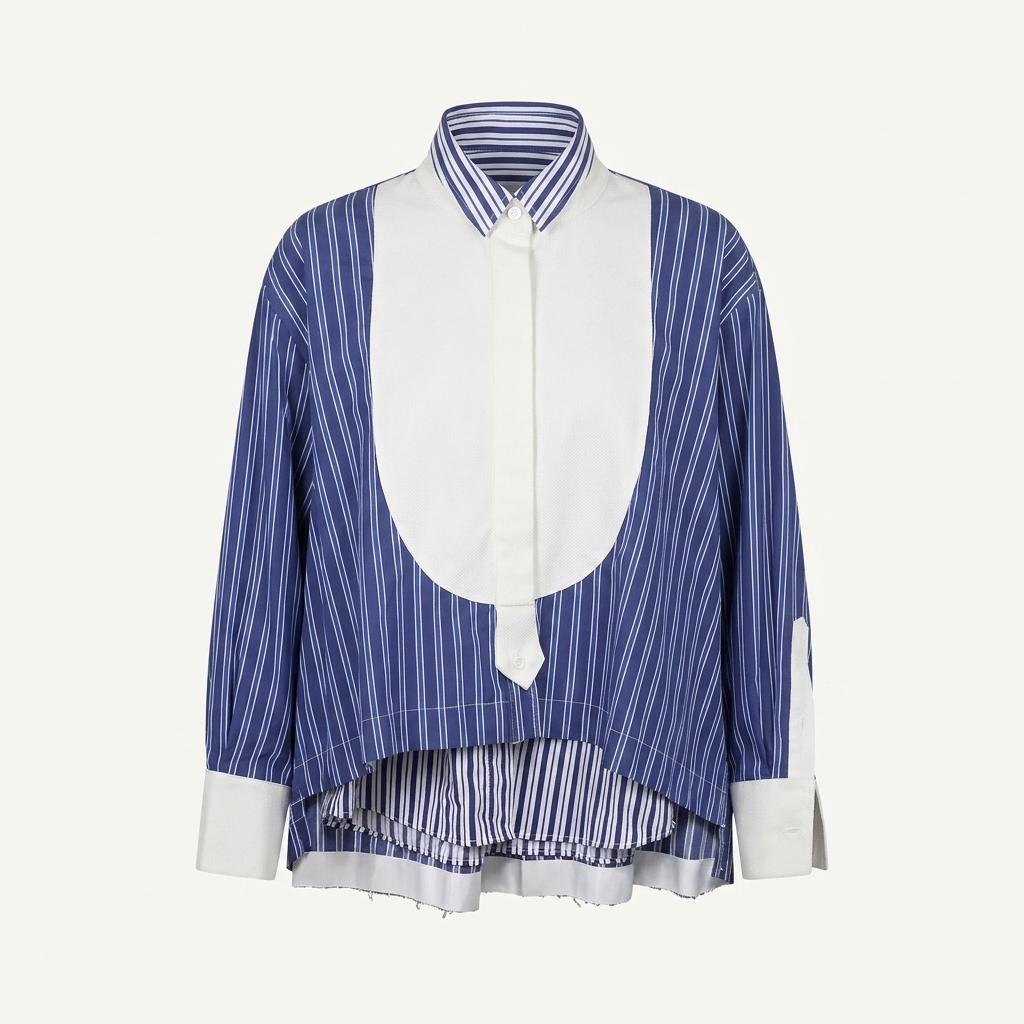 M 21s 사카이 SACAI 레이어링 스트라이프 셔츠 블라우스 E153 1