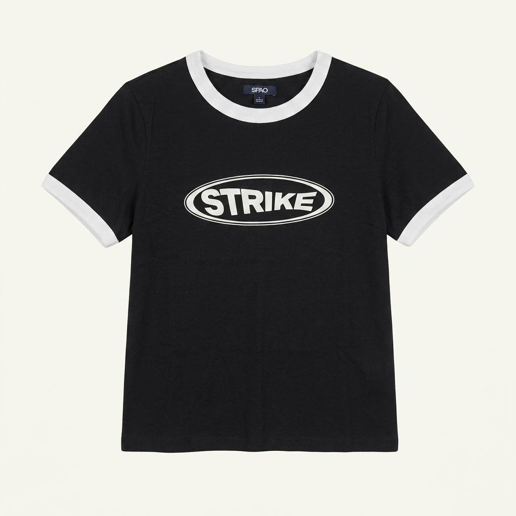 스파오 STRIKE 배색 링거 반팔 티셔츠 1