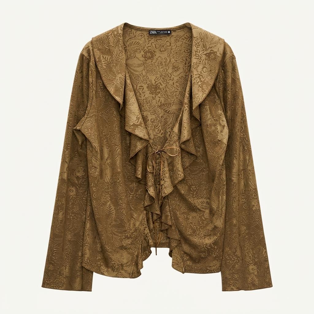 자라 ZARA 자카드 가디건 EUR S [A537] 1