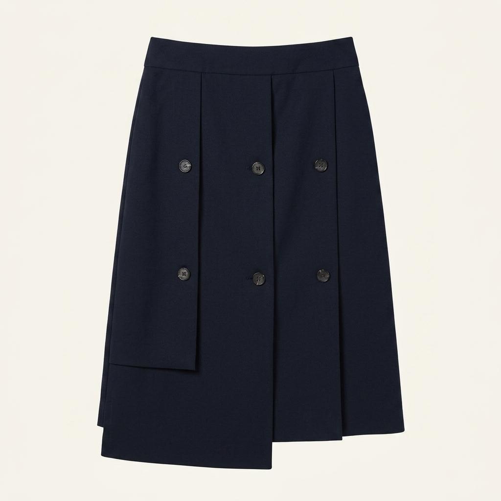 19s 26인치 구호 플러스 딥 네이비 더블 버튼 스커트 C462 1