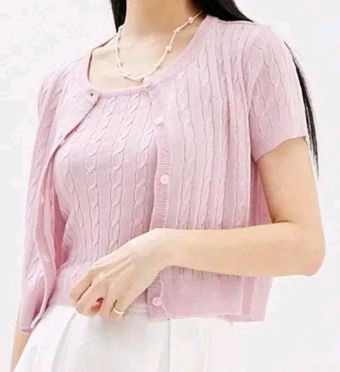 새상품 스파오 썸머 케이블 반팔 가디건pink L, 나시 pink L 3
