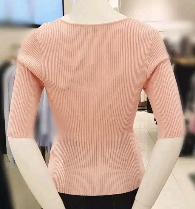 새상품 로엠 반팔 꼬임 스웨터 pink, m 4