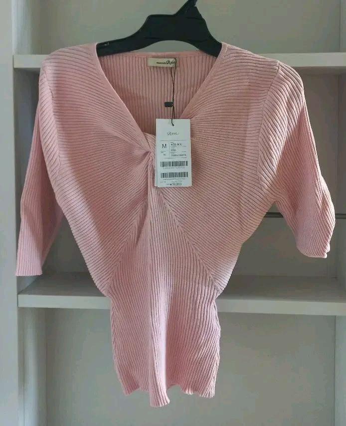 새상품 로엠 반팔 꼬임 스웨터 pink, m 5
