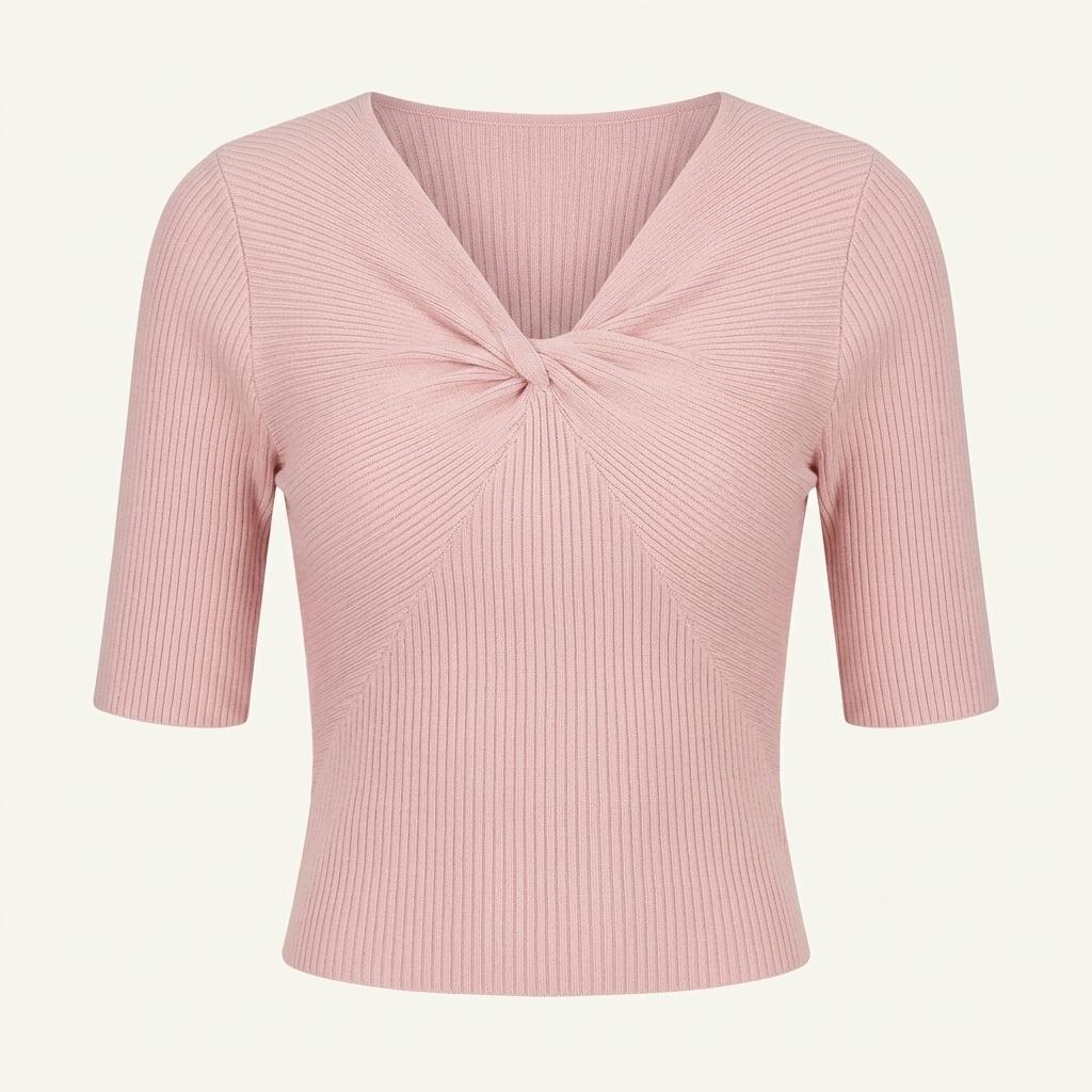 새상품 로엠 반팔 꼬임 스웨터 pink, m 1