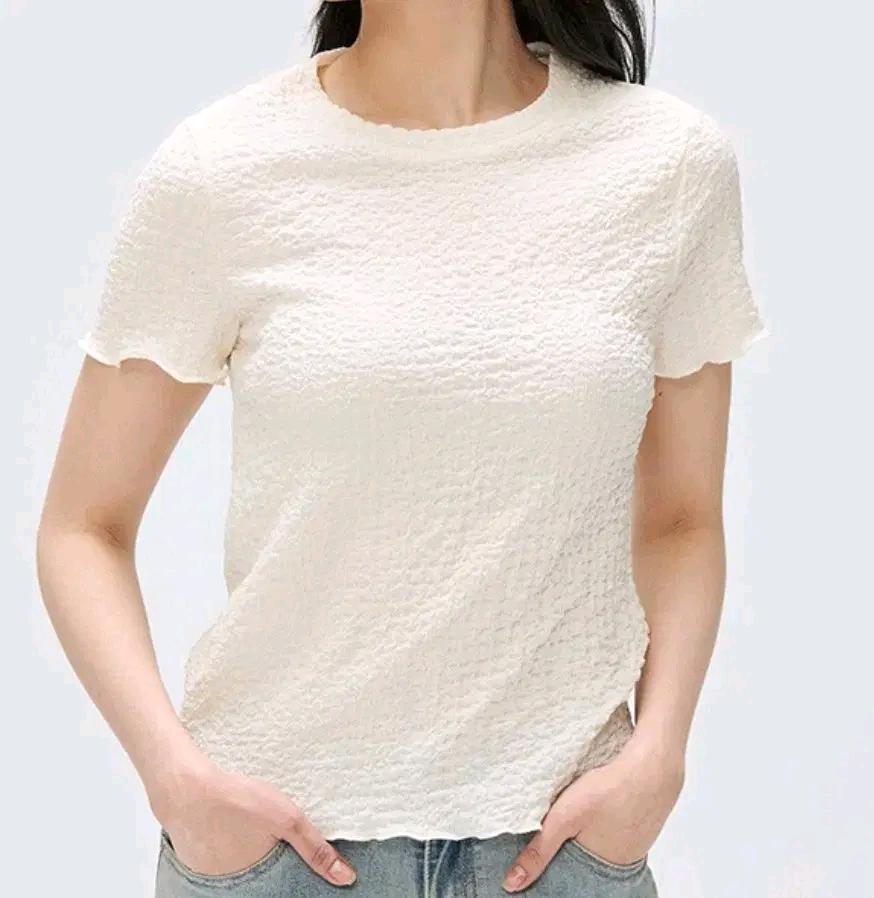새상품 스파오 링클 반팔티_아이보리, m 4