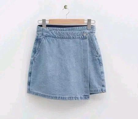 새상품 로엠 랩 데님 스커트 쇼츠 m 2