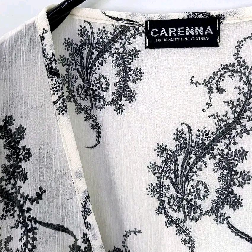 CARENNA 여성 여름 시스루 롱블라우스 베이지 (HU45625) 5