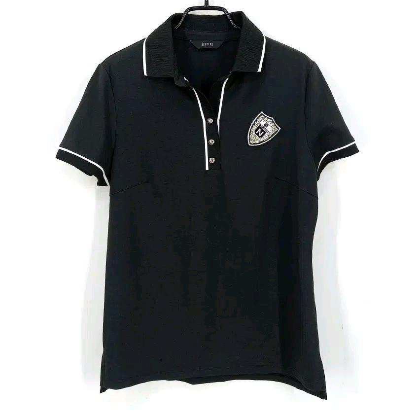 블루페페 여성 여름 큐빅와펜 카라반팔티 블랙85 (HU45644) 2
