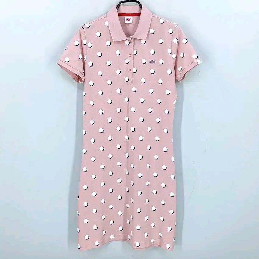 라코스테 여성 여름 도트 카라반팔 미니원피스 핑크 (HU45657) 2