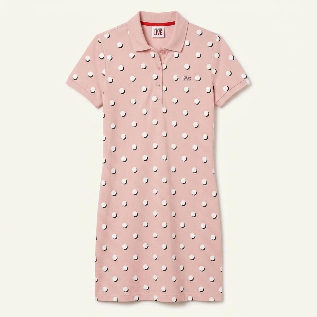 라코스테 여성 여름 도트 카라반팔 미니원피스 핑크 (HU45657) 1