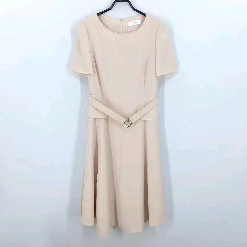 라인 여성 여름 벨트 반팔원피스 베이지 (HU45661) 2