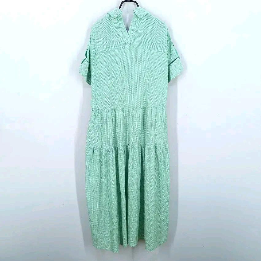 오즈세컨 여름 옆트임 반버튼 반팔롱원피스 그린 (HU45667) 3