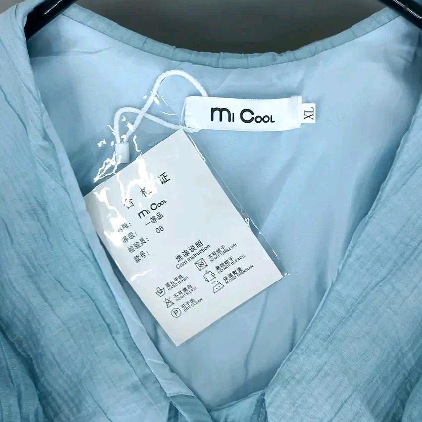 빈티지 여성 여름 빅카라 반팔미디원피스 스카이 (HU45669) 5