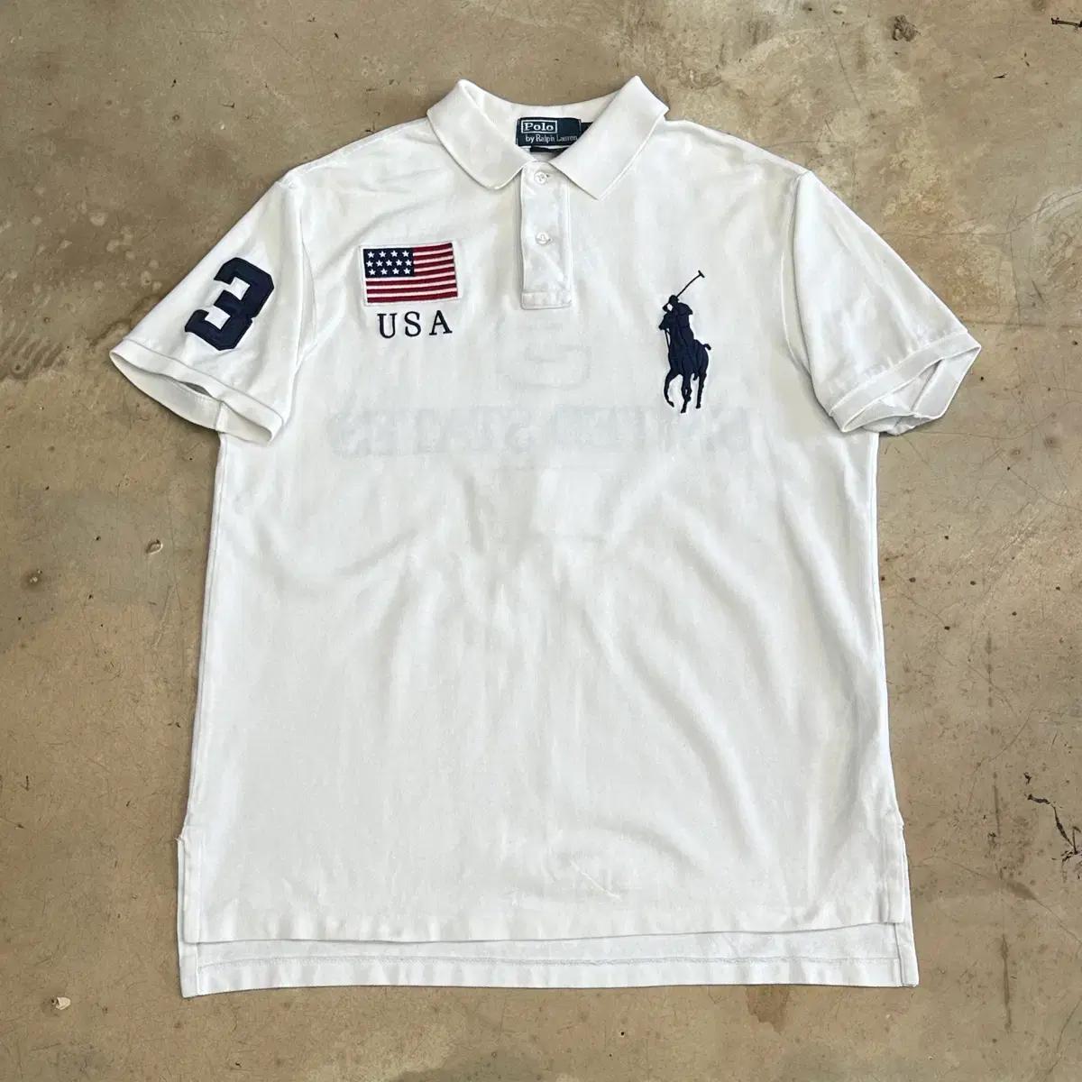 L 폴로랄프로렌 빅포니 USA 화이트 카라 반팔티 3