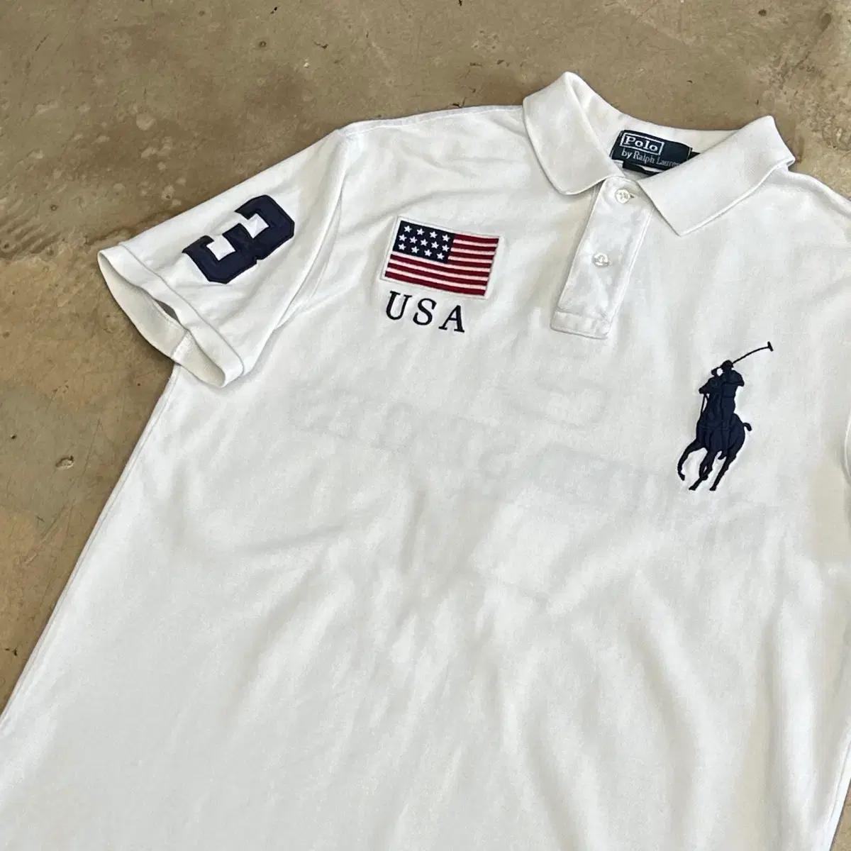 L 폴로랄프로렌 빅포니 USA 화이트 카라 반팔티 2