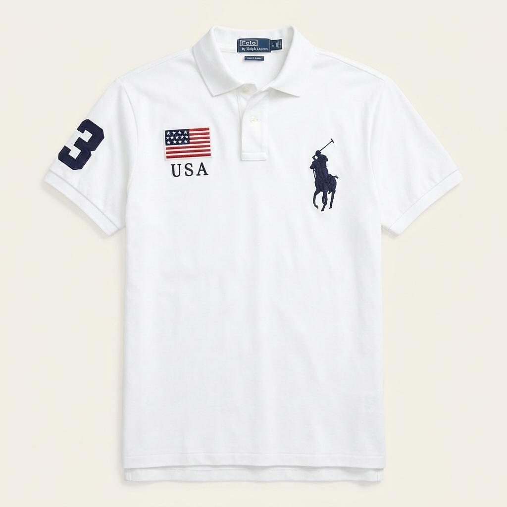 L 폴로랄프로렌 빅포니 USA 화이트 카라 반팔티 1