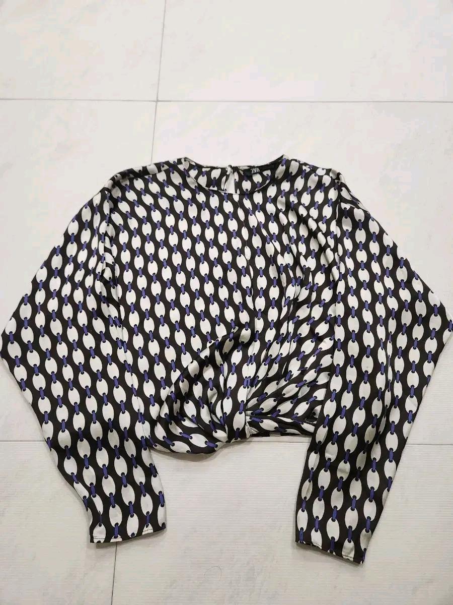 자라 체인 패턴 블라우스 XS 4