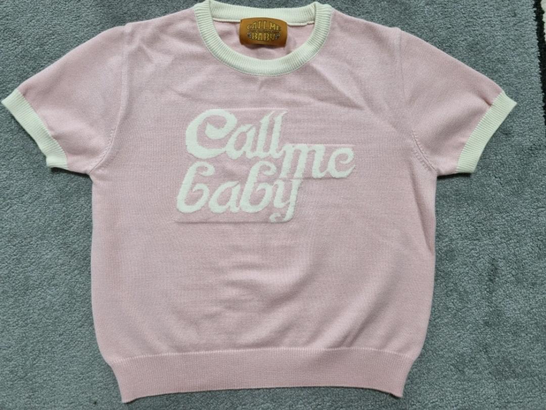 Call me baby 핑크 니트반팔티 3