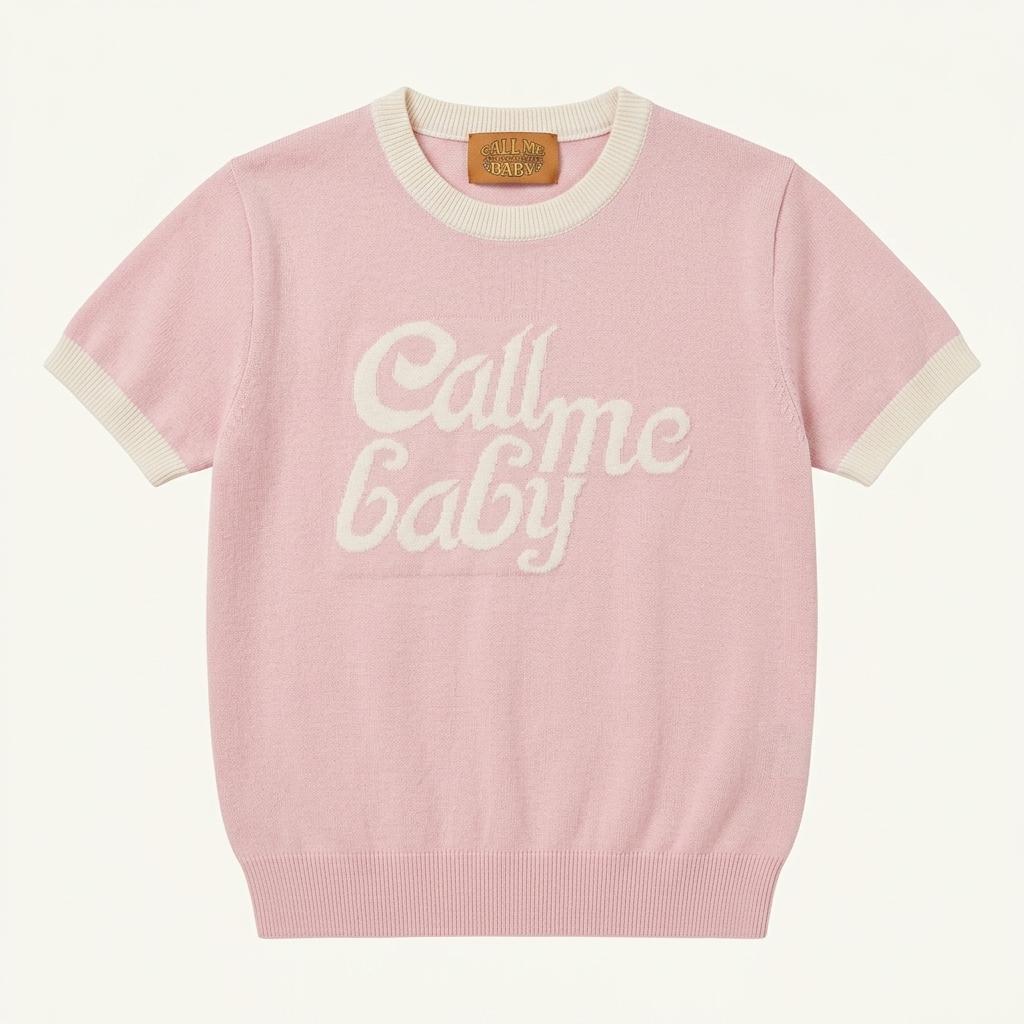 Call me baby 핑크 니트반팔티