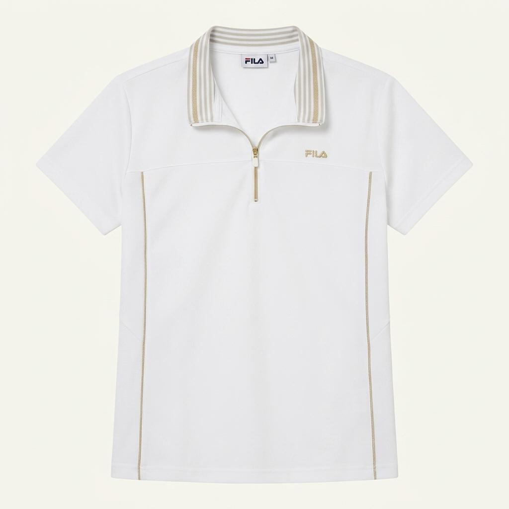 휠라 FILA 반팔 집업 카라 티셔츠 화이트 100 1