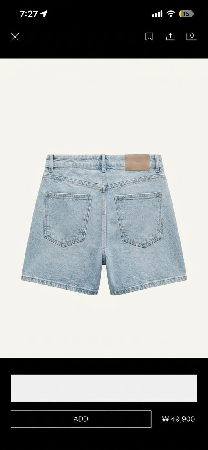 자라 Z1975 맘 핏 데님 반바지 연청 1