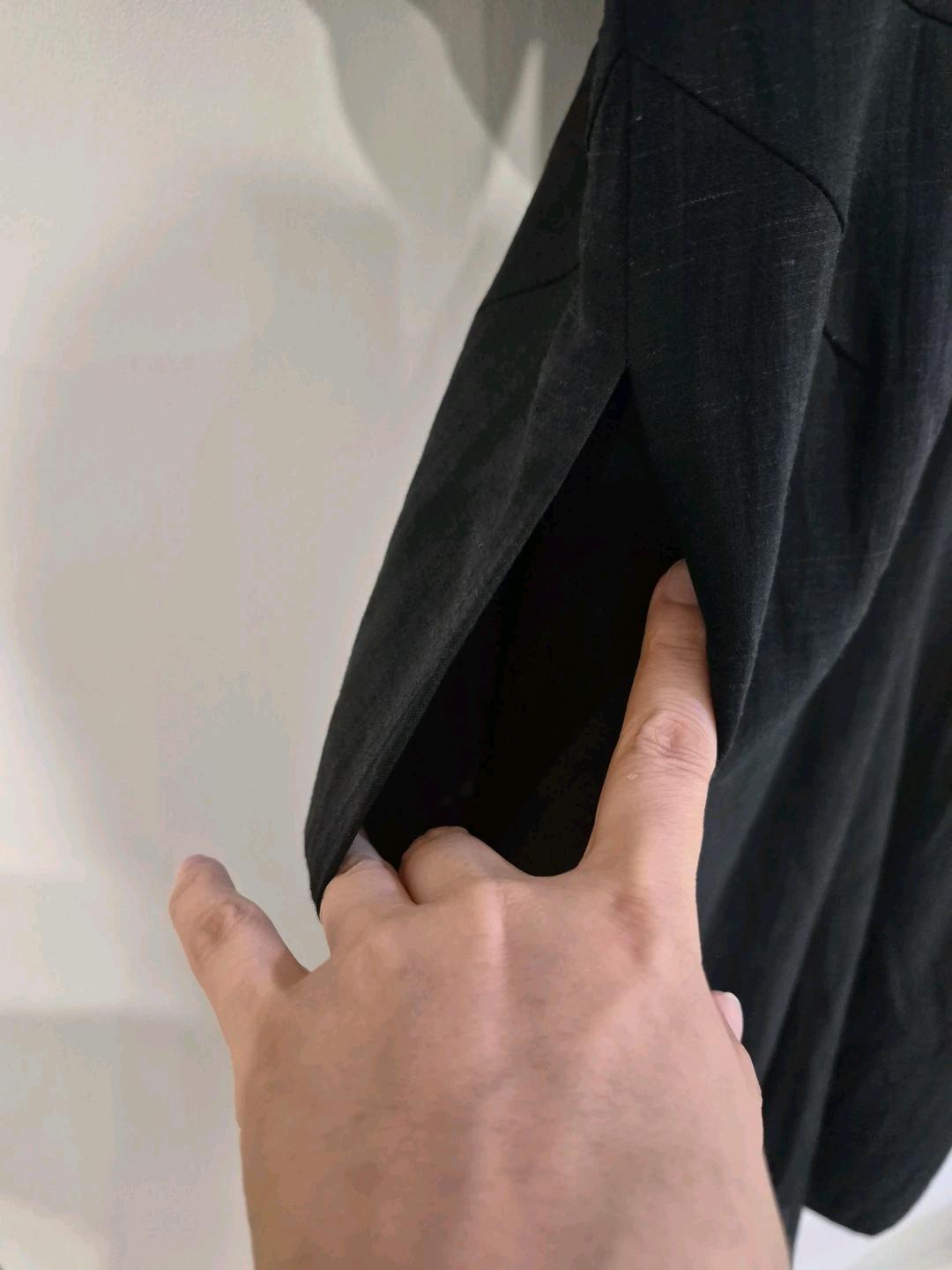 아바몰리) 스티치 카라 버튼 롱 원피스 블랙 5