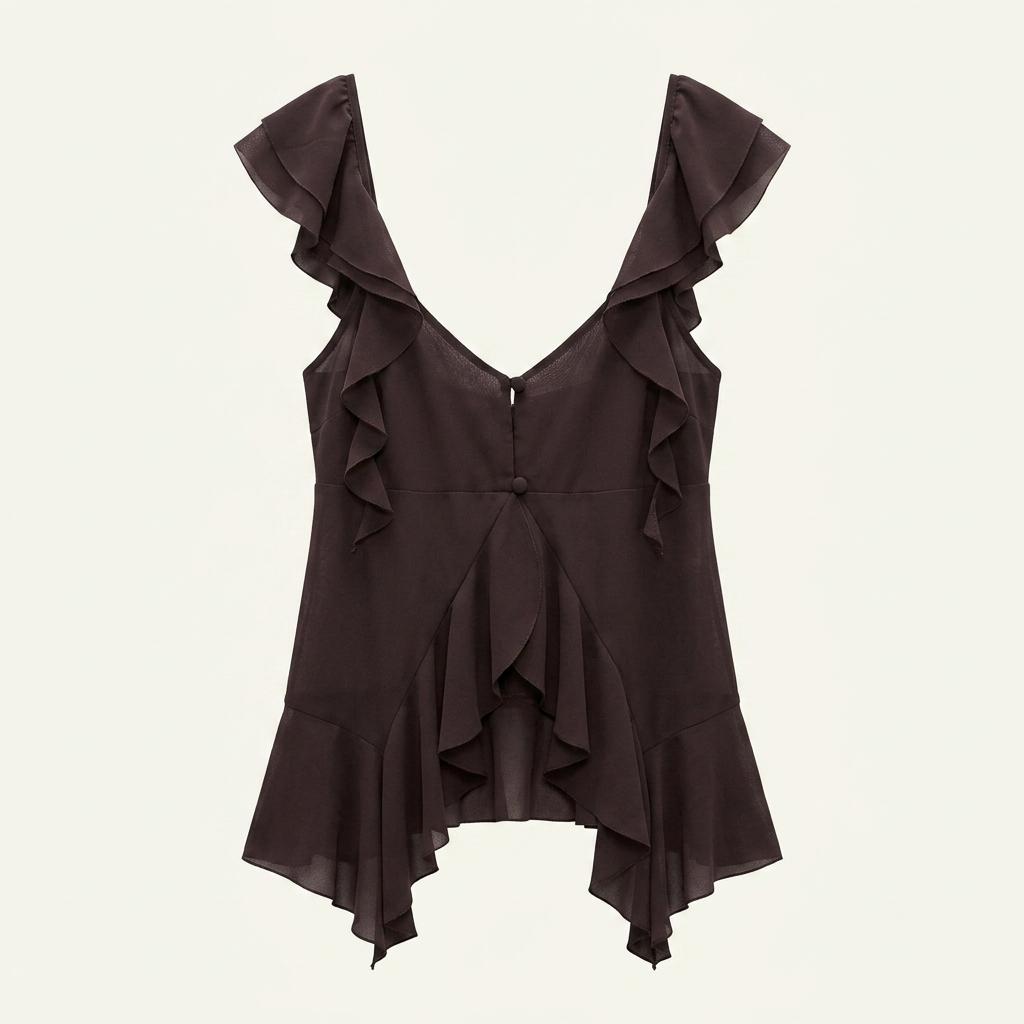 ZARA 자라 러플 디테일 슬리브리스 블라우스