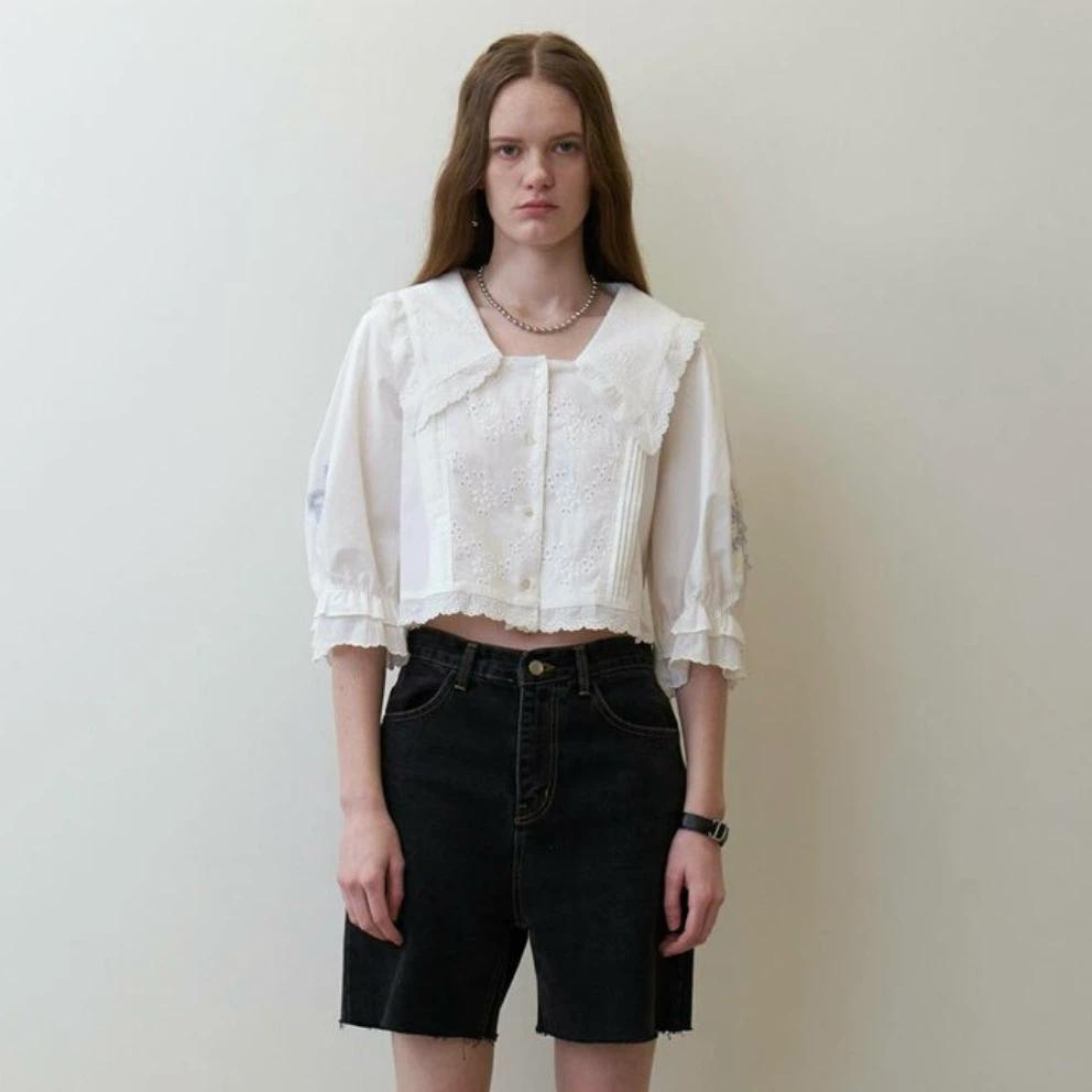 마론에디션 lvory lace pintuck blouse 4